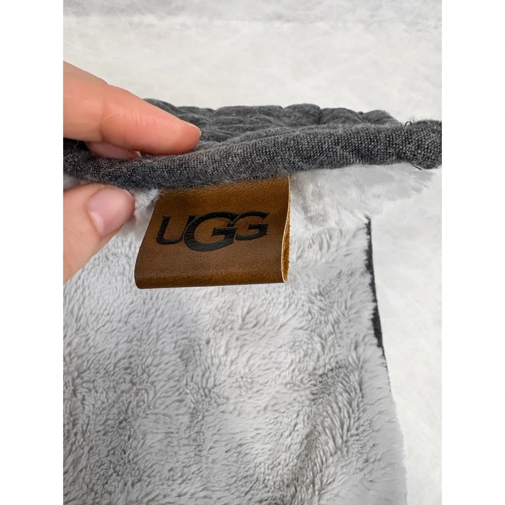UGG Charcoal Grey Quilted Diamond Faux Fur Reverse Euro Pillow Cover 26x26